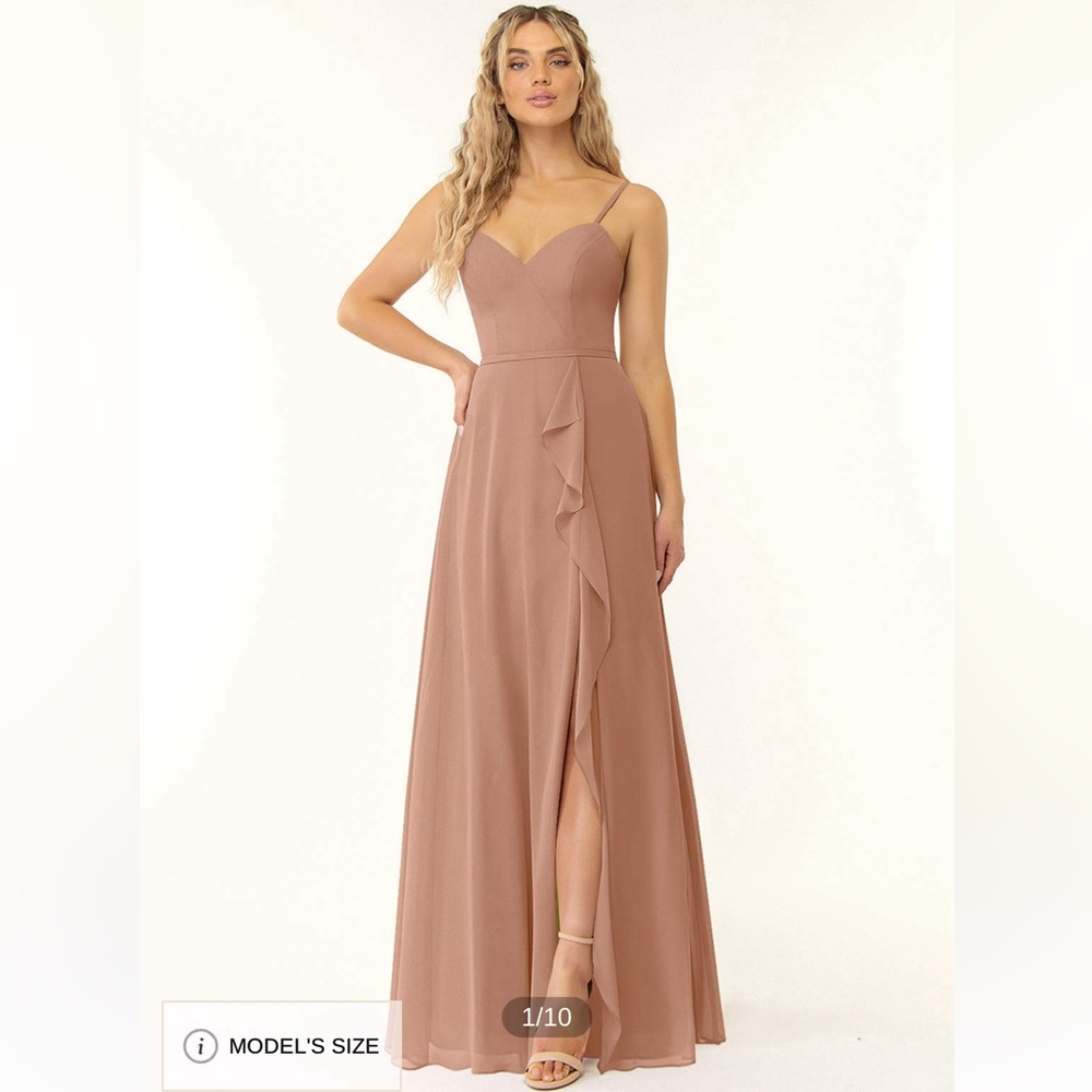 NWT. Azazie Naeem Bridesmaid Dress in Champagne Rose. Size A16.